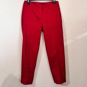 Talbots Signature Fit Red Cotton Floral Jacquard Ankle Pants size 2